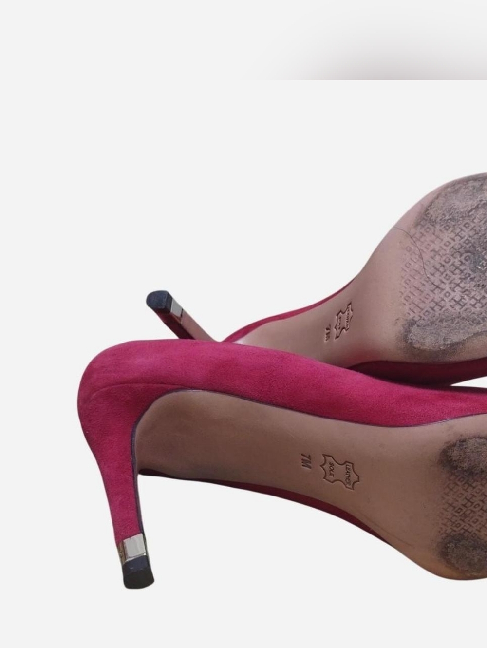 Tory Burch Red Suede Pointed-Toe Pump Classic High Heels Size 7M - Picture 5 of 14